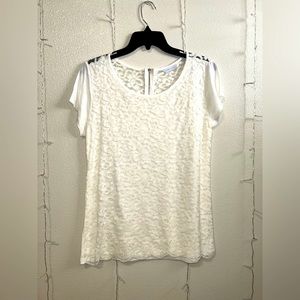 New York & Company White Lace Blouse